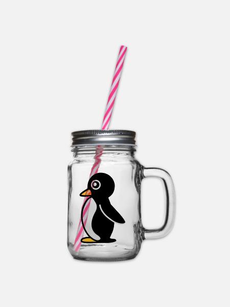 Minimalistischer Pinguin - Henkelglas mit Schraubdeckel - Klar