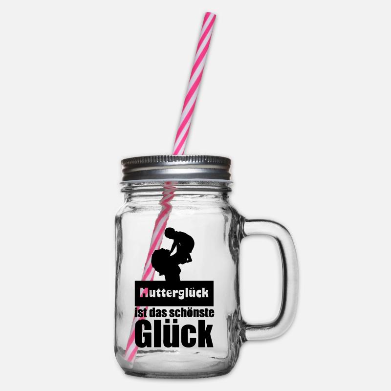 Mutterglück Mutter Muttertag Geburt Geschenk - Henkelglas mit Schraubdeckel - Klar