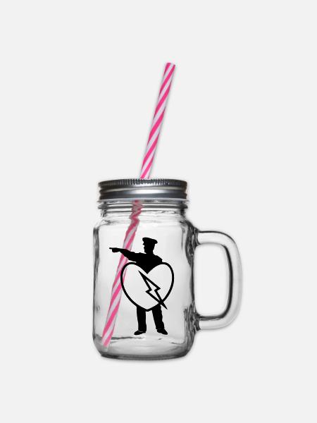Police Heart Polizei Polizist Liebe Herz Geschenk - Henkelglas mit Schraubdeckel - Klar
