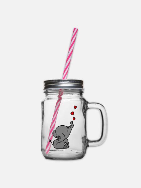 Elefant Herz - Henkelglas mit Schraubdeckel - Klar