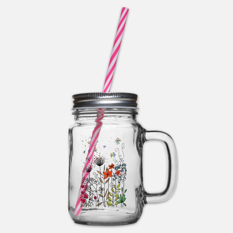 Fleurs - Bocal à boisson - transparent