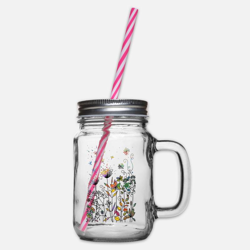 Blumen - Henkelglas mit Schraubdeckel - Klar
