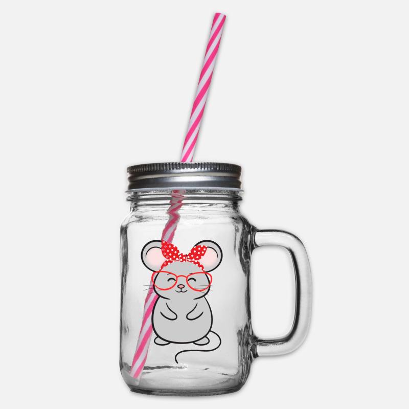 Maus Mäuse - Henkelglas mit Schraubdeckel - Klar