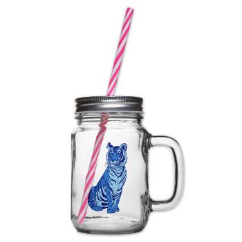 Tiger blue - Glass jar with handle and screw cap - clear - Right