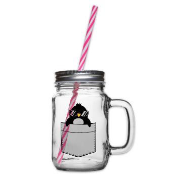 Poche de poitrine de chemise pingouine - Bocal à boisson - transparent - Droite