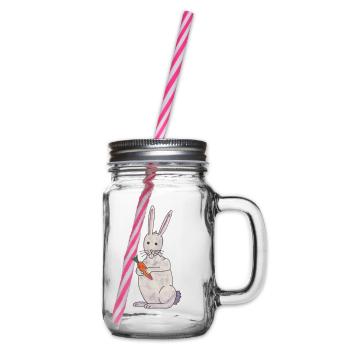 niedlicher Hasche Kaninchen mit Karotte - Henkelglas mit Schraubdeckel - Klar - Rechts