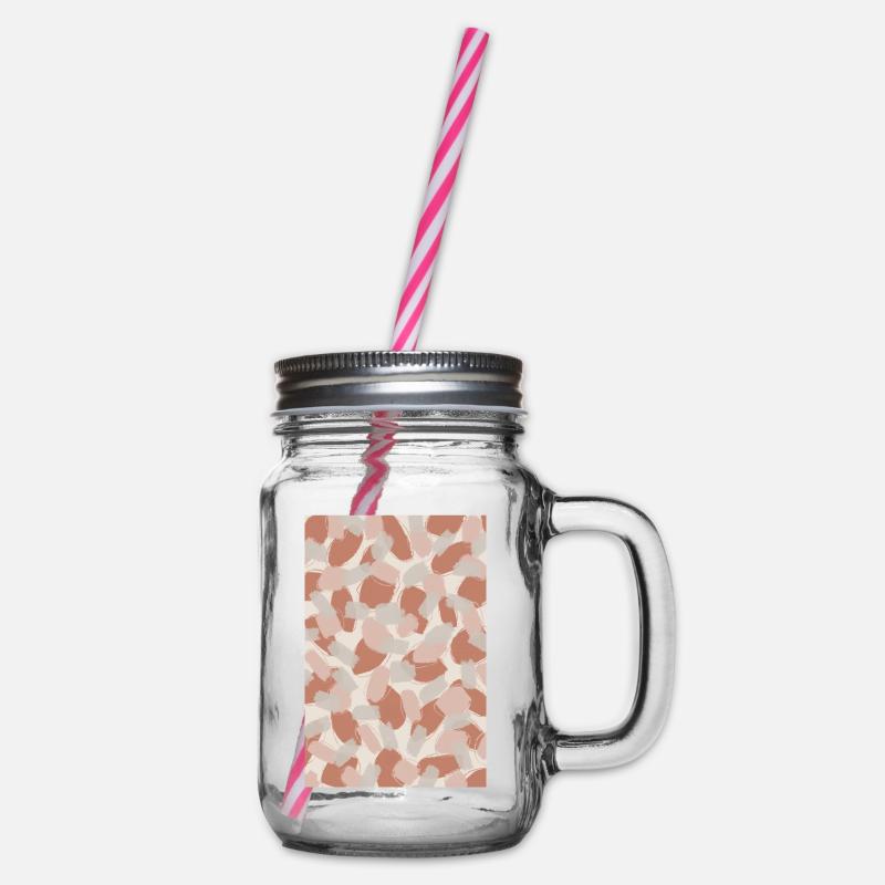 Pastel Strokes Pattern - Glass jar with handle and screw cap - clear