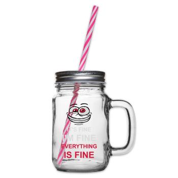 everything is fine Zitat - Henkelglas mit Schraubdeckel - Klar - Rechts