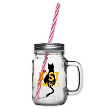 Pfotschafter Design: Just Purrfect cat with heart - Glass jar with handle and screw cap - clear - Right