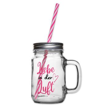 "Liebe in der Luft" Valentinstagsdesign für Paare - Henkelglas mit Schraubdeckel - Klar - Rechts
