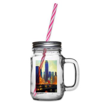 New York City Skyline - Glass jar with handle and screw cap - clear - Right