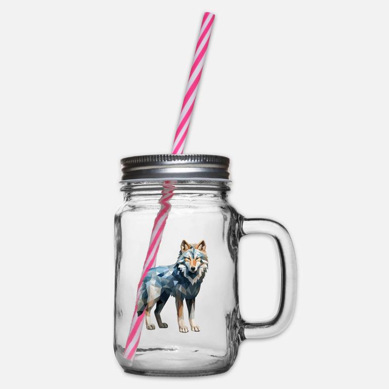 Dessin géométrique Wolf - Bocal à boisson - transparent