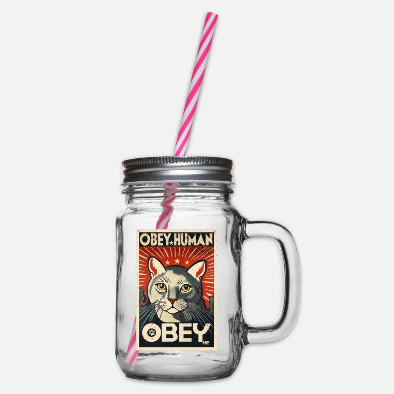 Obey Human affiche de propagande chat autoritaire - Bocal à boisson - transparent