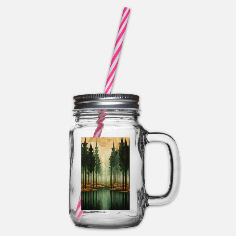 Paysage de Forêt dans un style géométrique - Bocal à boisson - transparent