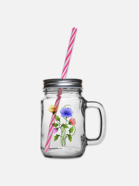 Blumen - Henkelglas mit Schraubdeckel - Klar