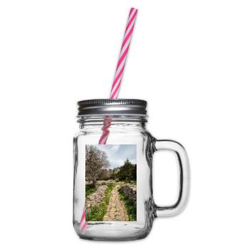 castle ruins of the medieval Palio Pyli Kos - Glass jar with handle and screw cap - clear - Right