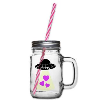 UFO Heart - Glass jar with handle and screw cap - clear - Right