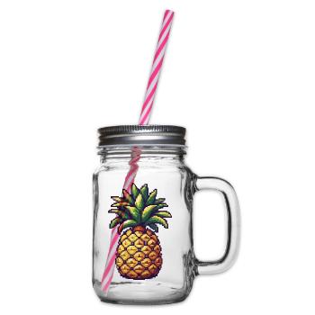 Ananas Pixel Symbol - Henkelglas mit Schraubdeckel - Klar - Rechts