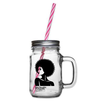 Afro Queen Silhouette - Henkelglas mit Schraubdeckel - Klar - Rechts