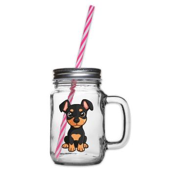 Doberman chien bande dessinée mignon - Bocal à boisson - transparent - Droite