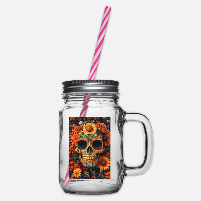 Crâne de Fleurs Día de los Muertos - Bocal à boisson - transparent