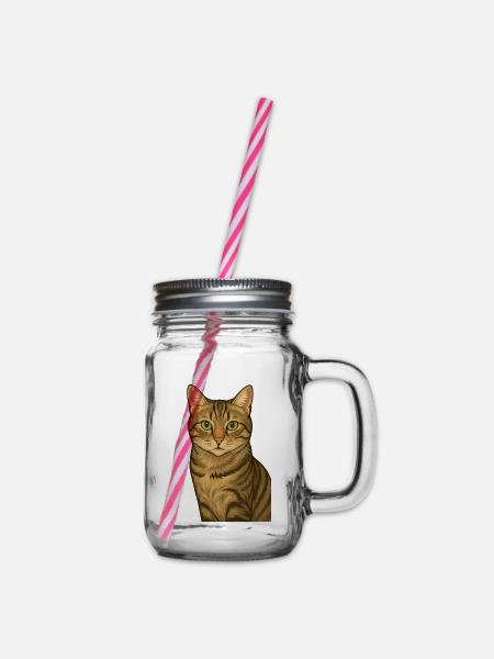 Stolze Tigerkatze - Henkelglas mit Schraubdeckel - Klar