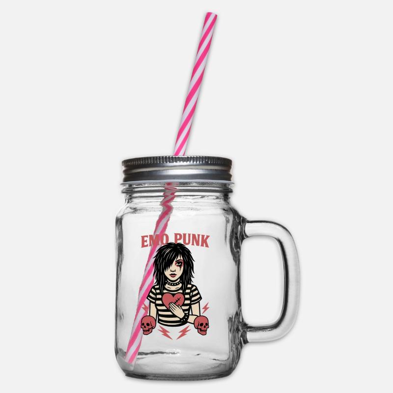 Emo punk chagrin d’amour illustration - Bocal à boisson - transparent