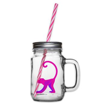 Singe rose fluo - Bocal à boisson - transparent - Droite