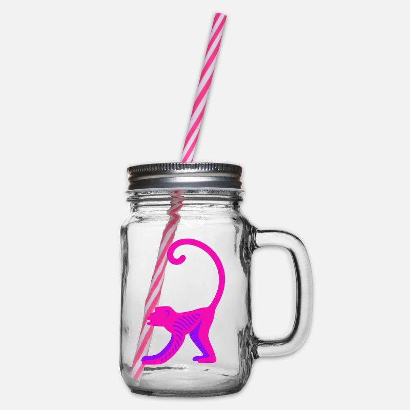 Singe rose fluo - Bocal à boisson - transparent