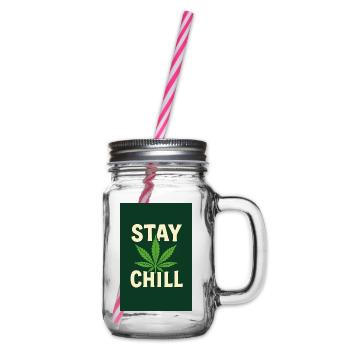 Stay Chill Cannabis Leaf - Henkelglas mit Schraubdeckel - Klar - Rechts