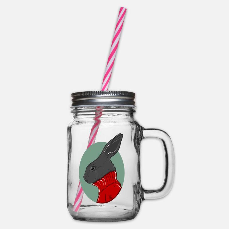 Lapin avec un pull rouge - Bocal à boisson - transparent