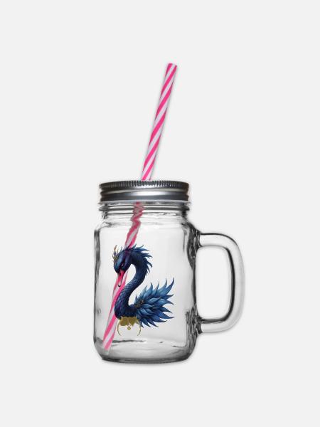 Blue Peacock Fantasy - Henkelglas mit Schraubdeckel - Klar
