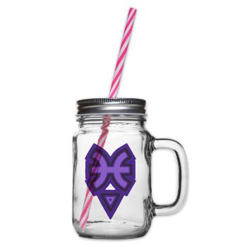 Zodiac Tribal Pisces and Water - Glass jar with handle and screw cap - clear - Right