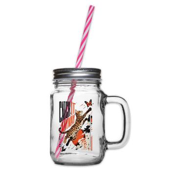 Catch It Anyway – Dynamic Bengal Cat Jump - Glass jar with handle and screw cap - clear - Right