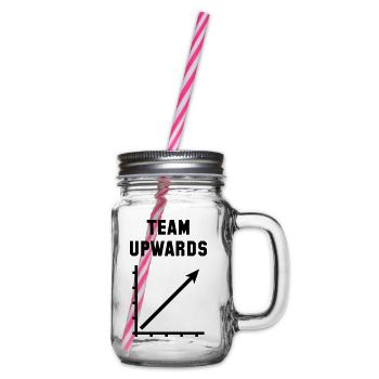Team Upwards (Success / Progress / Black) - Glass jar with handle and screw cap - clear - Right