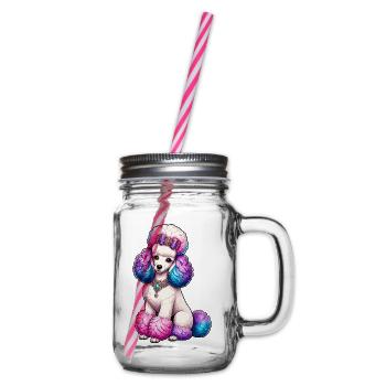 Bunter Pudel mit Schmuck Illustration - Henkelglas mit Schraubdeckel - Klar - Rechts