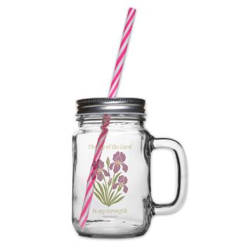 Die Freude des Herrn – Iris-Blumendesign - Henkelglas mit Schraubdeckel - Klar - Rechts
