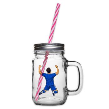 Fußball-Torfeier - Henkelglas mit Schraubdeckel - Klar - Rechts