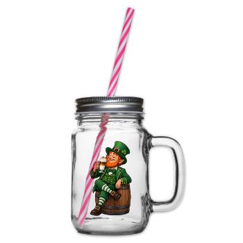 Leprechaun mit Latte Macchiato – Irischer Kaffee - Henkelglas mit Schraubdeckel - Klar - Rechts