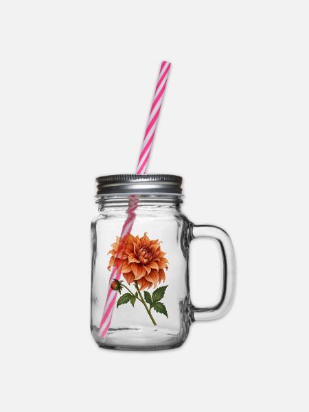 Kupfer-Dahlia am Ende des Sommers - Henkelglas mit Schraubdeckel - Klar