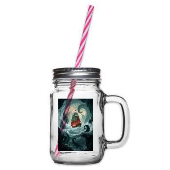 Karmesinrotes Gefäß gegen Krakens Kielwasser - Henkelglas mit Schraubdeckel - Klar - Rechts