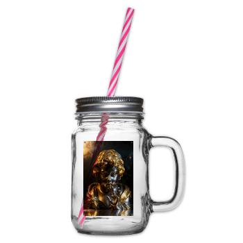 Goldene Shush-Cherub-Büste - Henkelglas mit Schraubdeckel - Klar - Rechts