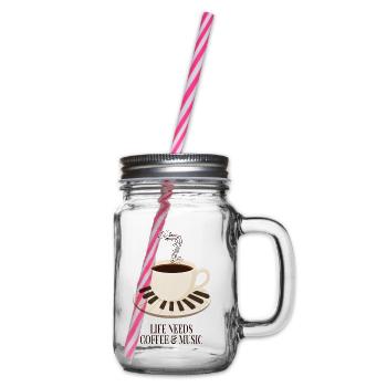 Kaffee, Musik und Klavier - Henkelglas mit Schraubdeckel - Klar - Rechts