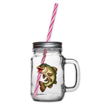 Fröhlicher Regenbogenlachs Cartoon - Henkelglas mit Schraubdeckel - Klar - Rechts