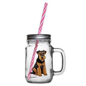 Airedale Terrier-Hund - Henkelglas mit Schraubdeckel - Klar - Rechts