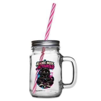 RobVibe Wild Club – Cat Ignore Mode Activated - Henkelglas mit Schraubdeckel - Klar - Rechts