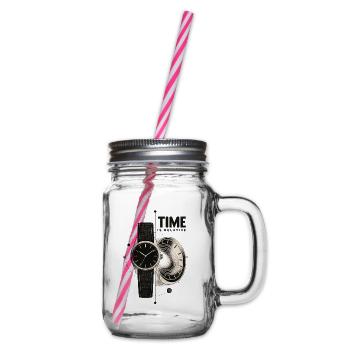 Zeitrelativität Uhr und Wurmloch - Henkelglas mit Schraubdeckel - Klar - Rechts