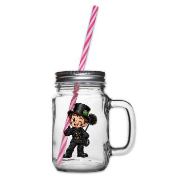 Schornsteinfeger Kawaii Style – Süßer Glücksbringe - Henkelglas mit Schraubdeckel - Klar - Rechts