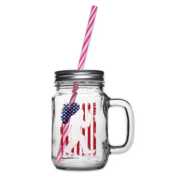 American Flag Bigfoot Yeti Patriotic Forest - Henkelglas mit Schraubdeckel - Klar - Rechts