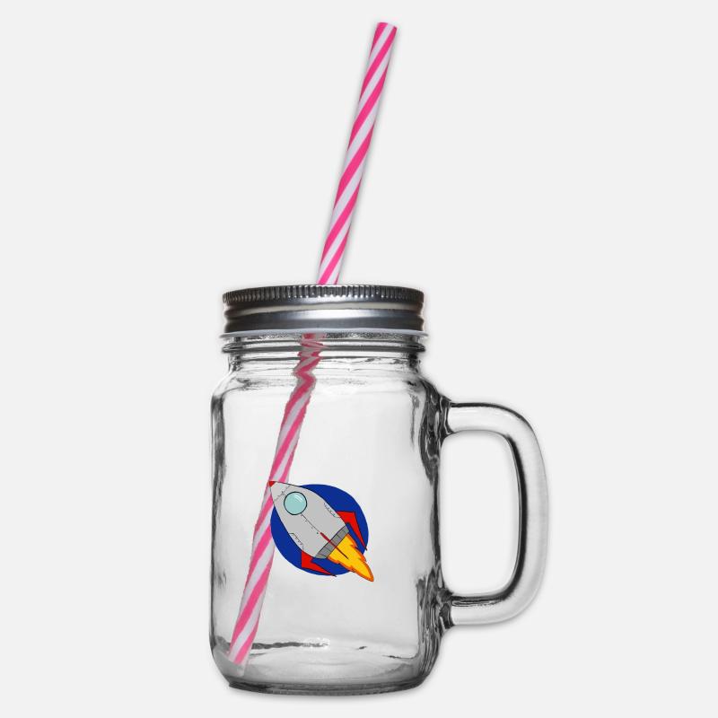 Rocket - Glass jar with handle and screw cap - clear